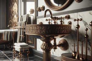 Lavabos con toques de bronce: Lujo y sofisticación para tu baño.